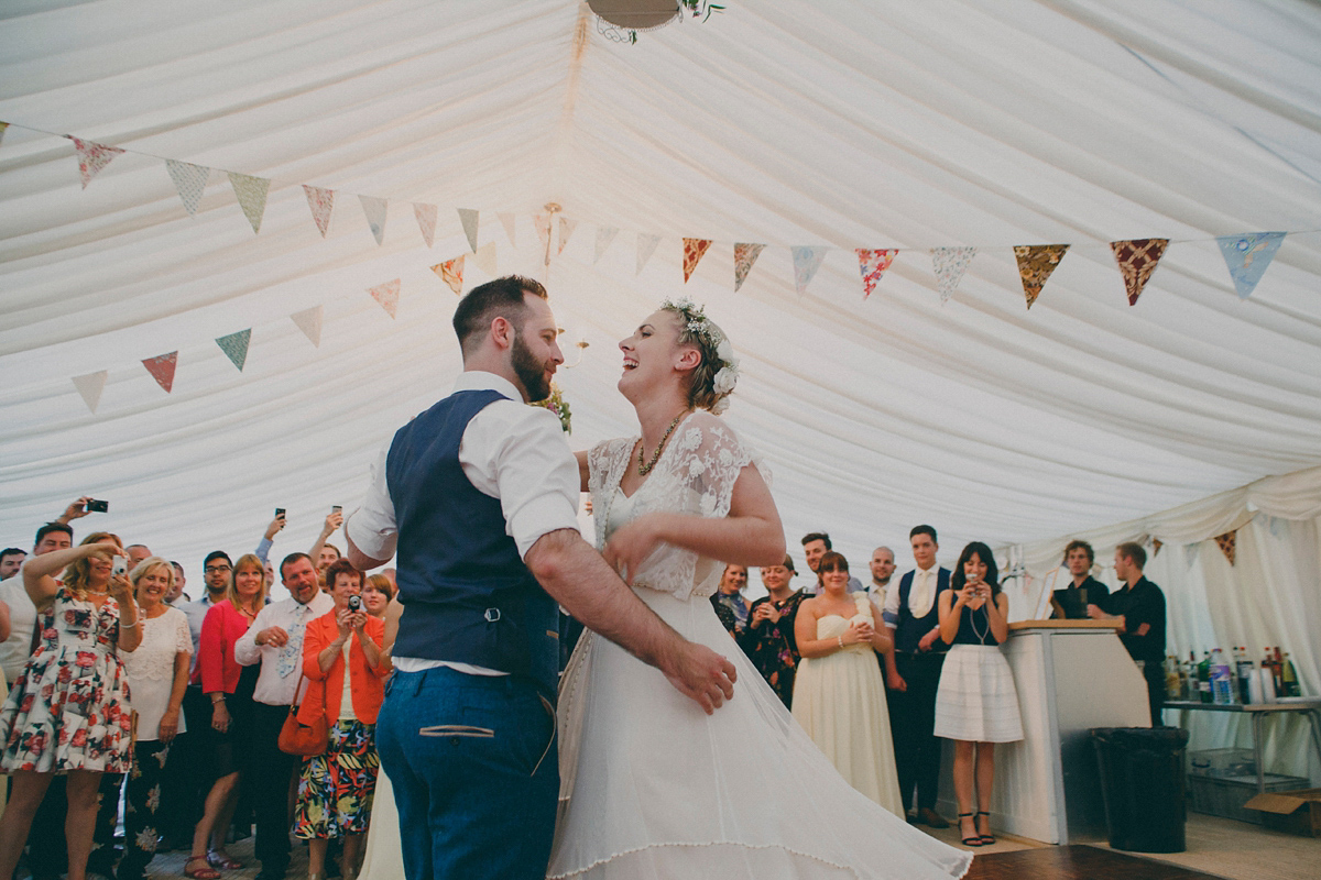 Katie wore a Catherne Deane gown from Leonie Claire bridal boutique in Hove, for her lovely summer garden wedding. Photography by Manon Pauffin.