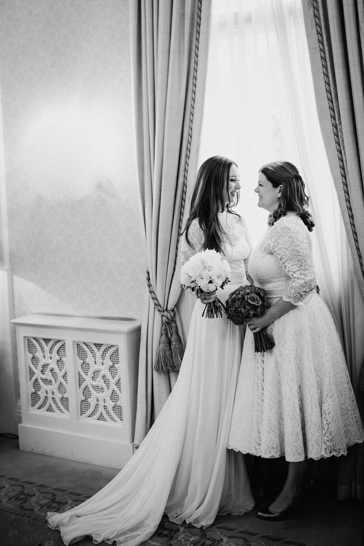 Kate and Lauren married in Catherine Deane and Candy Anthony gowns at Chelsea Town Hall in the Autumn. Photography by Cluadia Rose Carter.