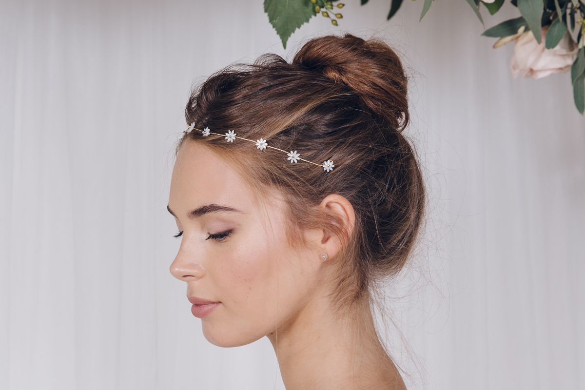 Daisy hair pins and headband, by Debbie Carlisle
