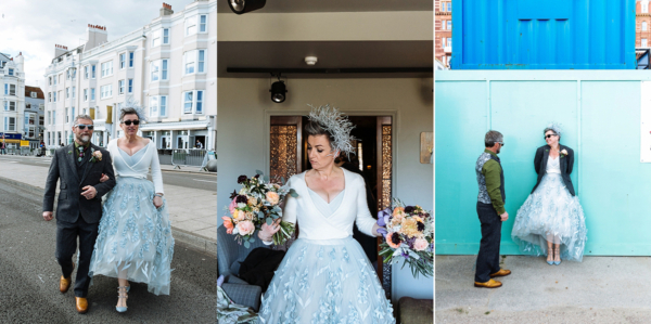 A Bespoke Blue Suzanne Neville Gown for an Intimate and Secret Wedding in Brighton