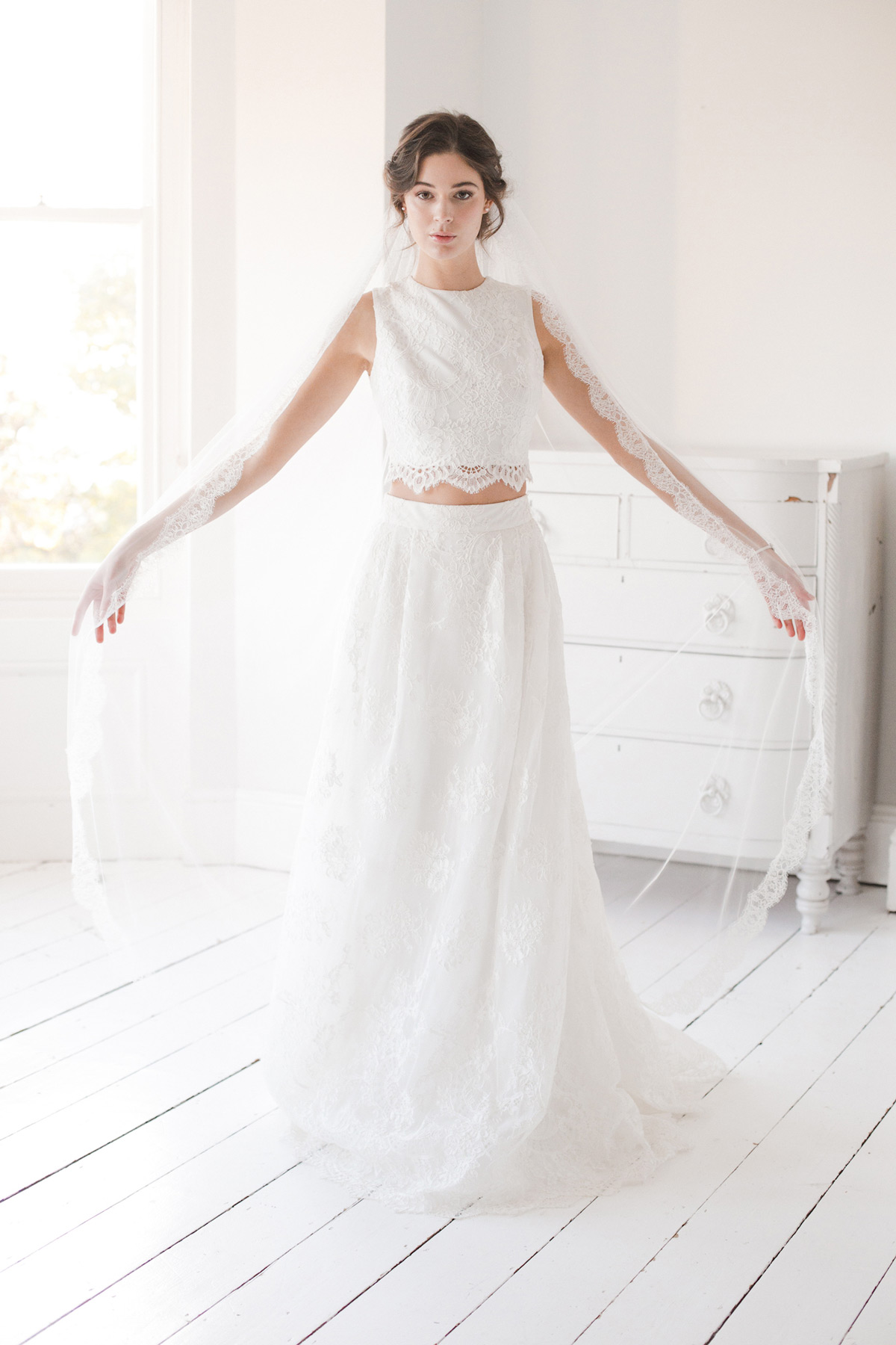 Silk style wedding veil with eyelash lace Sara Britten weddings - Romantic & Beautiful – The Veil Collection By Britten Silk-style-wedding-veil-with-eyelash-lace--Sara--Britten-weddings