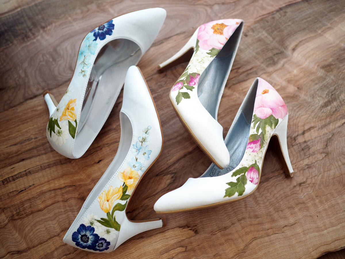 Hand-Painted Wedding Shoes by Elizabeth & Rose