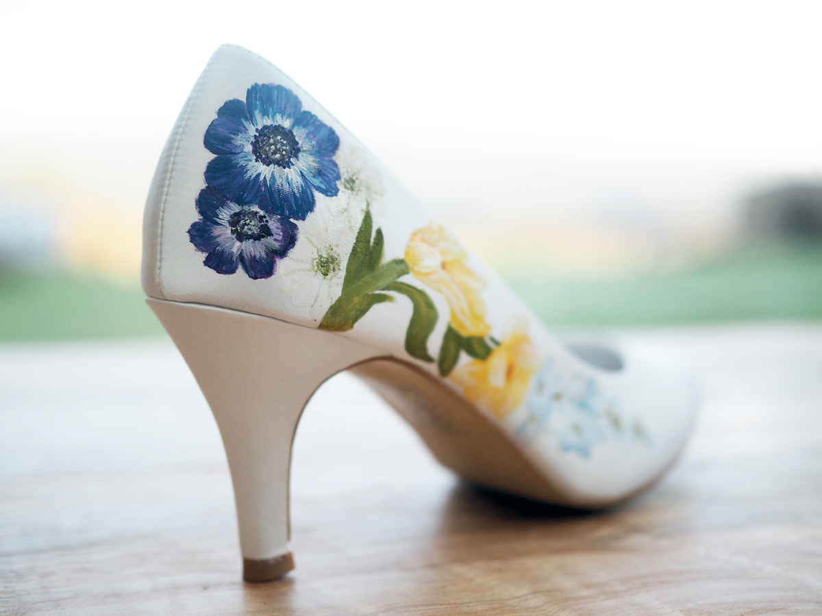 Painted wedding shoes sales