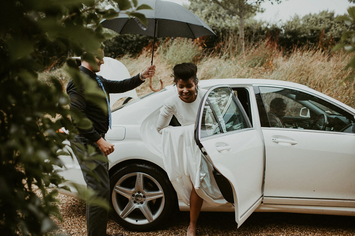 A Chic, Long Sleeved Dress for a Modern Bride and her Flower Filled ...