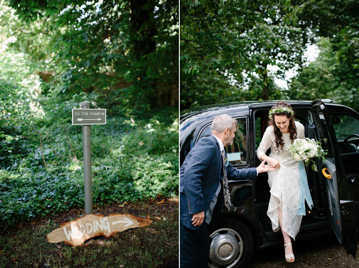 Rosa wore a boho dress by eco-bridal fashion label Minna for her vegetarian feast, secret herb garden wedding. Photography by Caro Weiss.