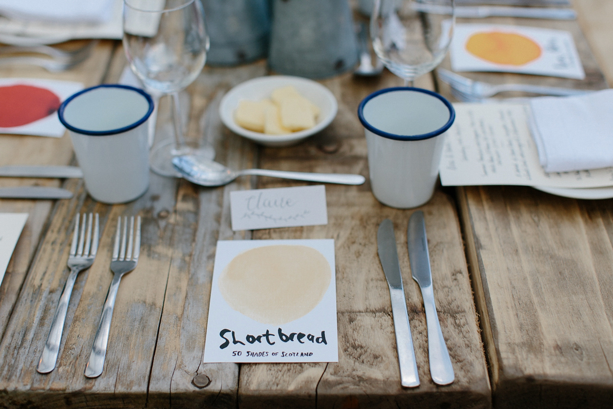 Rosa wore a boho dress by eco-bridal fashion label Minna for her vegetarian feast, secret herb garden wedding. Photography by Caro Weiss.