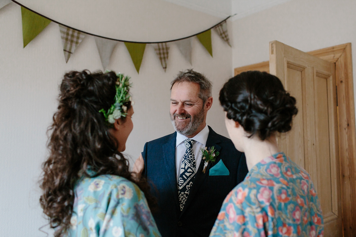 Rosa wore a boho dress by eco-bridal fashion label Minna for her vegetarian feast, secret herb garden wedding. Photography by Caro Weiss.