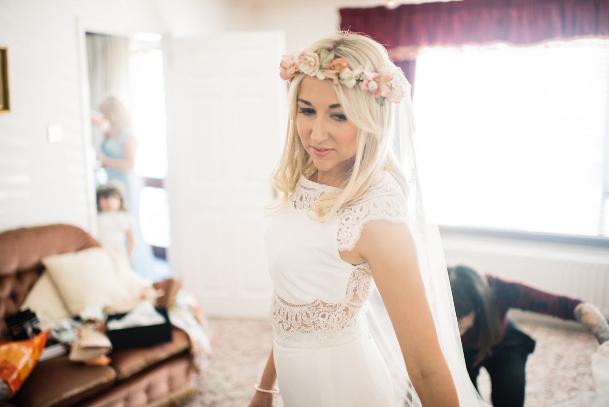 Bride Heidi wears Rime Arodaky separates for her French wedding in Ireland. Kat Mervyn Photography.