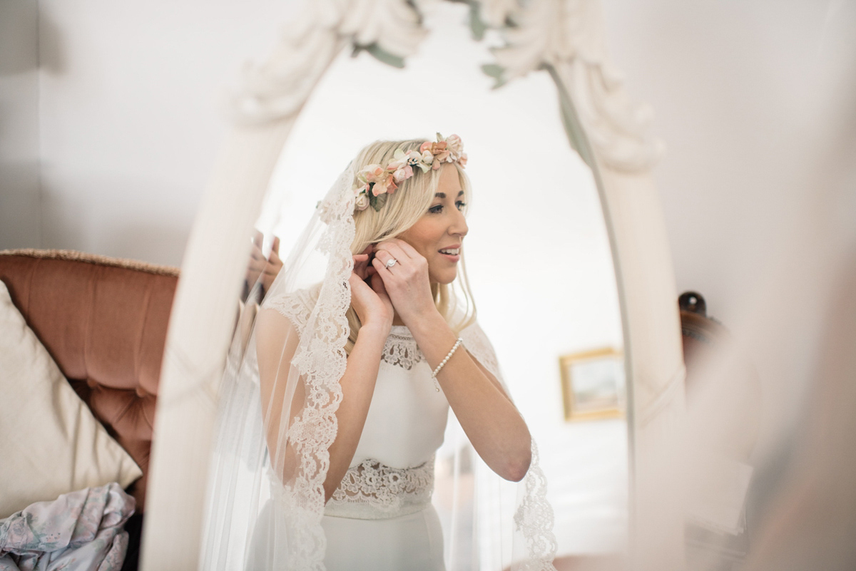 Bride Heidi wears Rime Arodaky separates for her French wedding in Ireland. Kat Mervyn Photography.