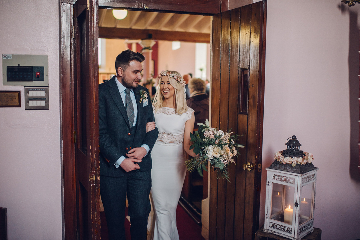 Bride Heidi wears Rime Arodaky separates for her French wedding in Ireland. Kat Mervyn Photography.