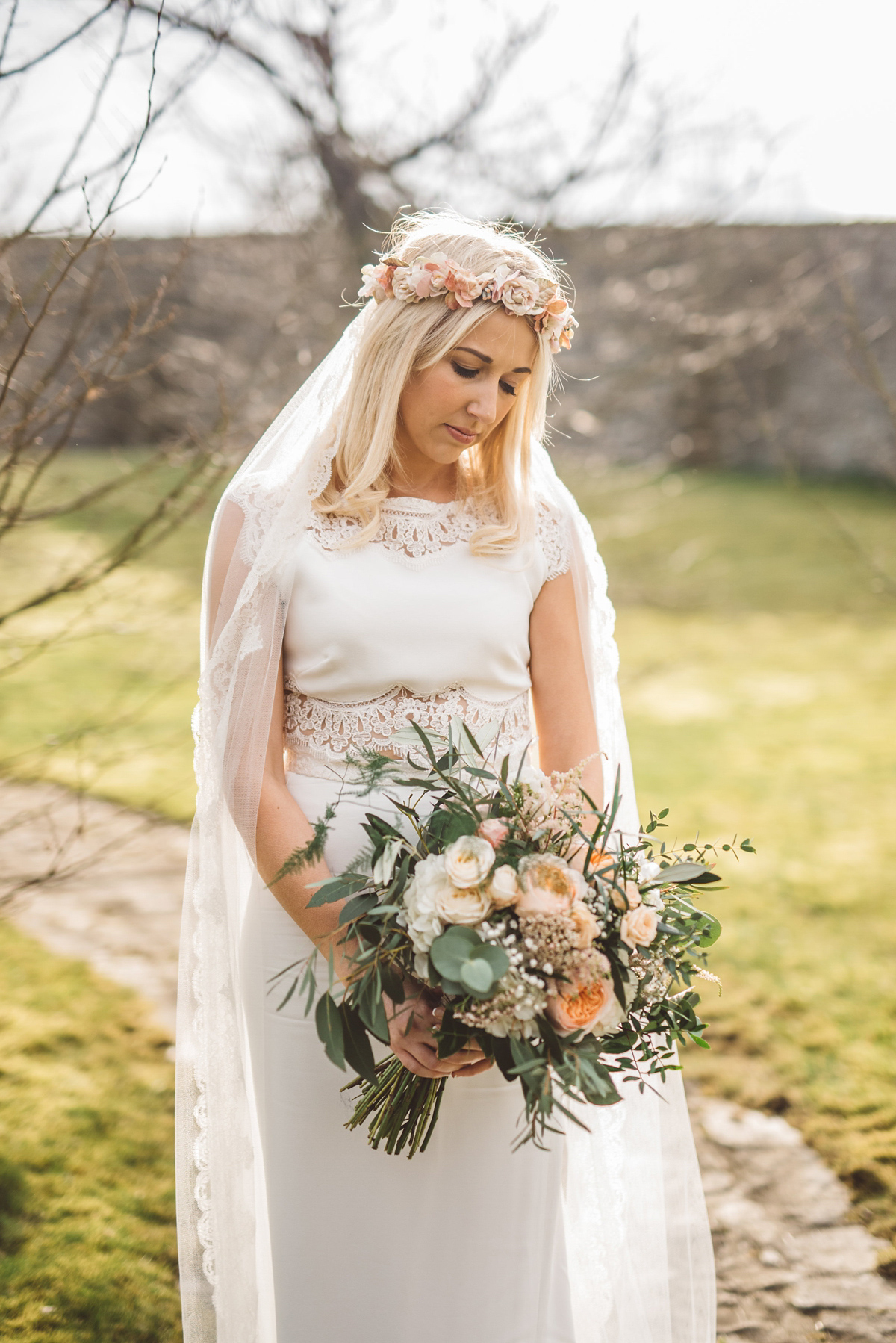 Bride Heidi wears Rime Arodaky separates for her French wedding in Ireland. Kat Mervyn Photography.