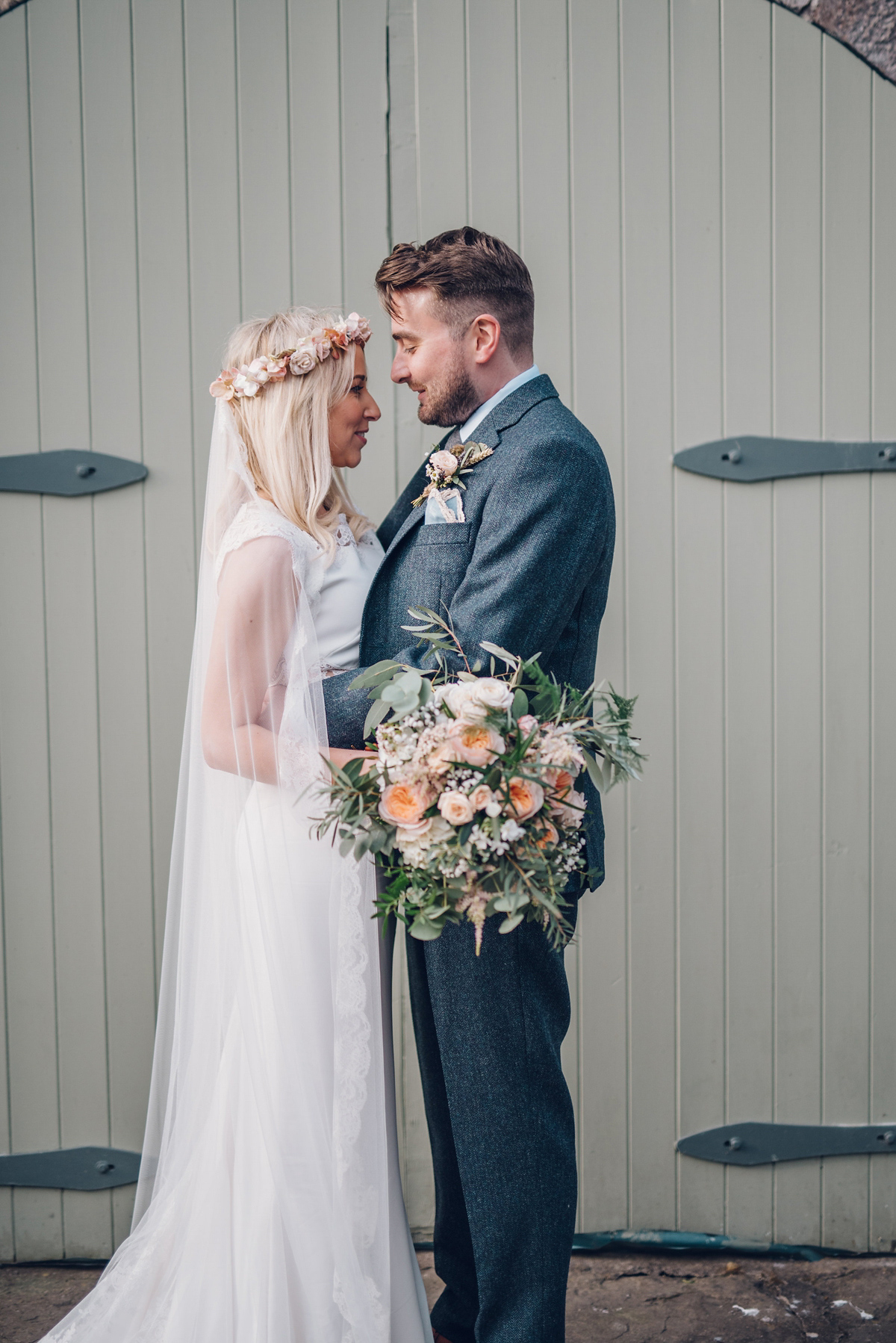 Bride Heidi wears Rime Arodaky separates for her French wedding in Ireland. Kat Mervyn Photography.