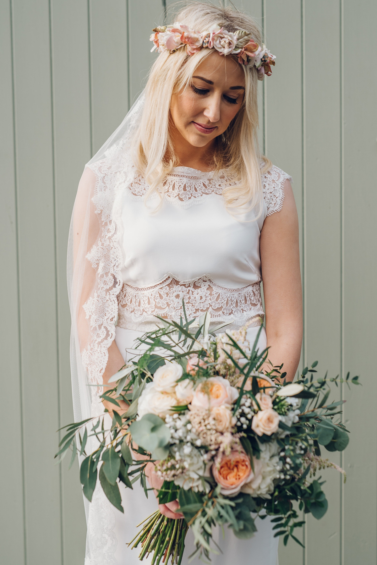 Bride Heidi wears Rime Arodaky separates for her French wedding in Ireland. Kat Mervyn Photography.