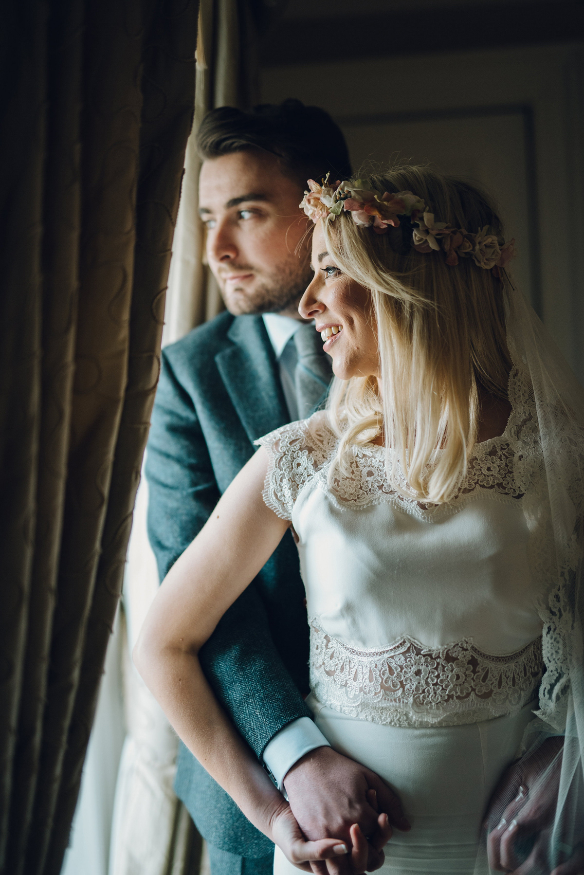 Bride Heidi wears Rime Arodaky separates for her French wedding in Ireland. Kat Mervyn Photography.