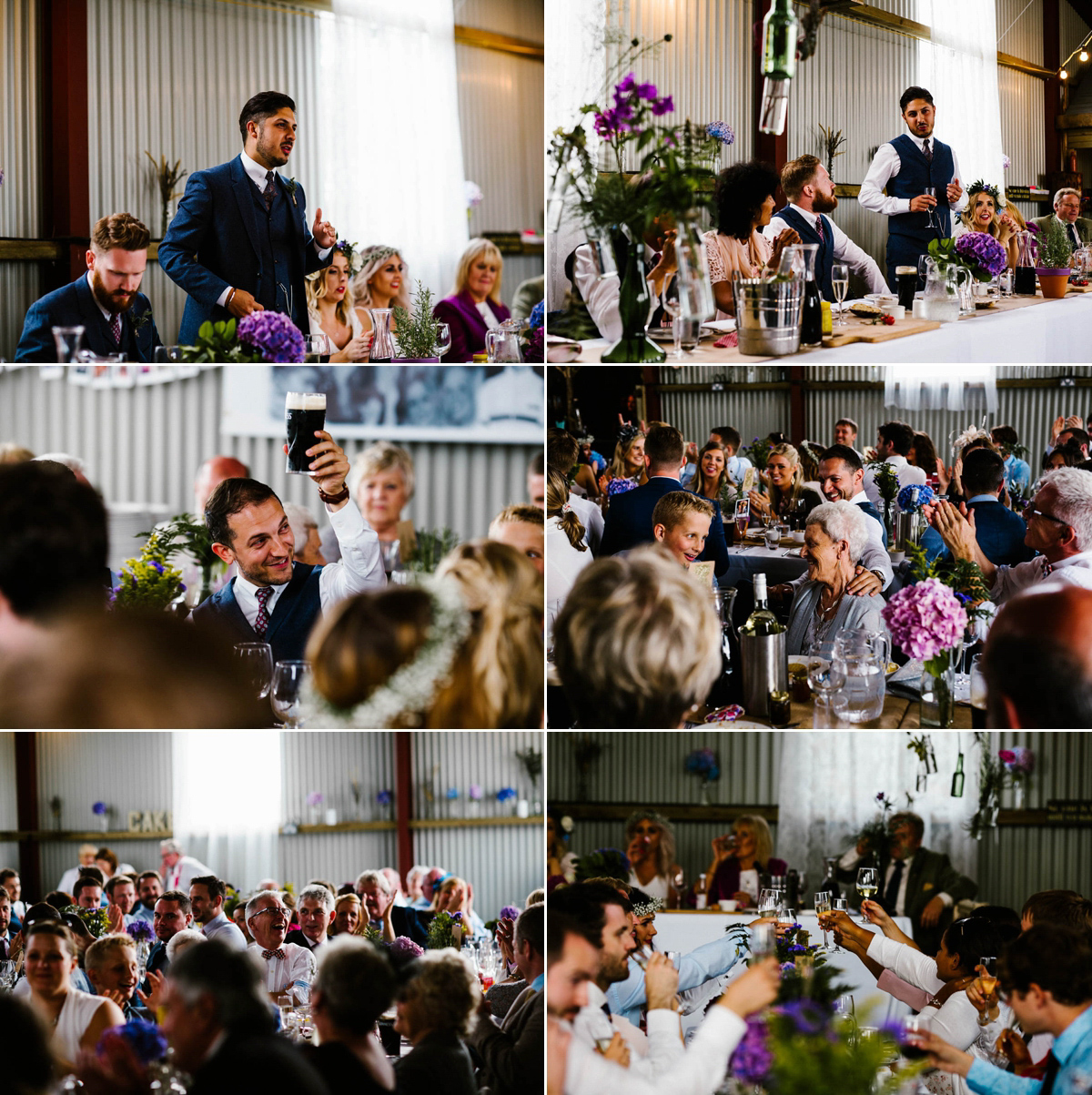 Kirsty wore a Rue de Seine gown from Leonie C. Bridal boutique in Brighton. Her handmade, Summer wedding took place in a Game of Thrones venue in Downpatrick. It was filled with floral chandeliers. Photography by Honey and the Moon.