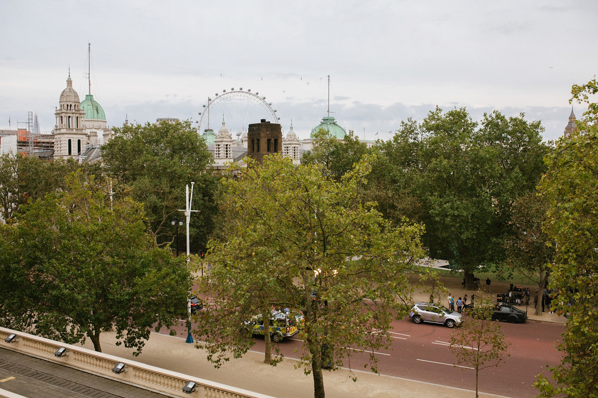 Faye wore a long sleeved, backless Self Portrait dress for her fuss-free, chic and modern wedding at the ICA in London. Photography by Emma Case.