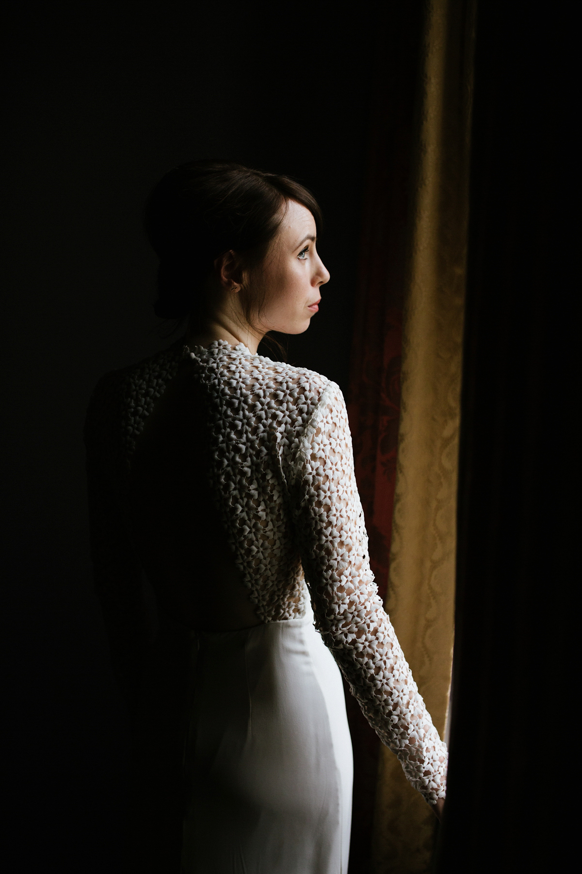 Faye wore a long sleeved, backless Self Portrait dress for her fuss-free, chic and modern wedding at the ICA in London. Photography by Emma Case.