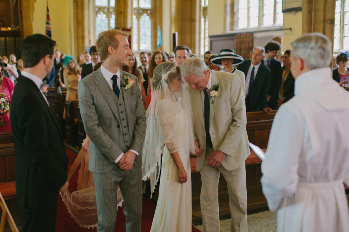 Elizabeth wore a Laure de Sagazan gown for her romantic, fun and colourful Somerset wedding. Photography by The Retreat.