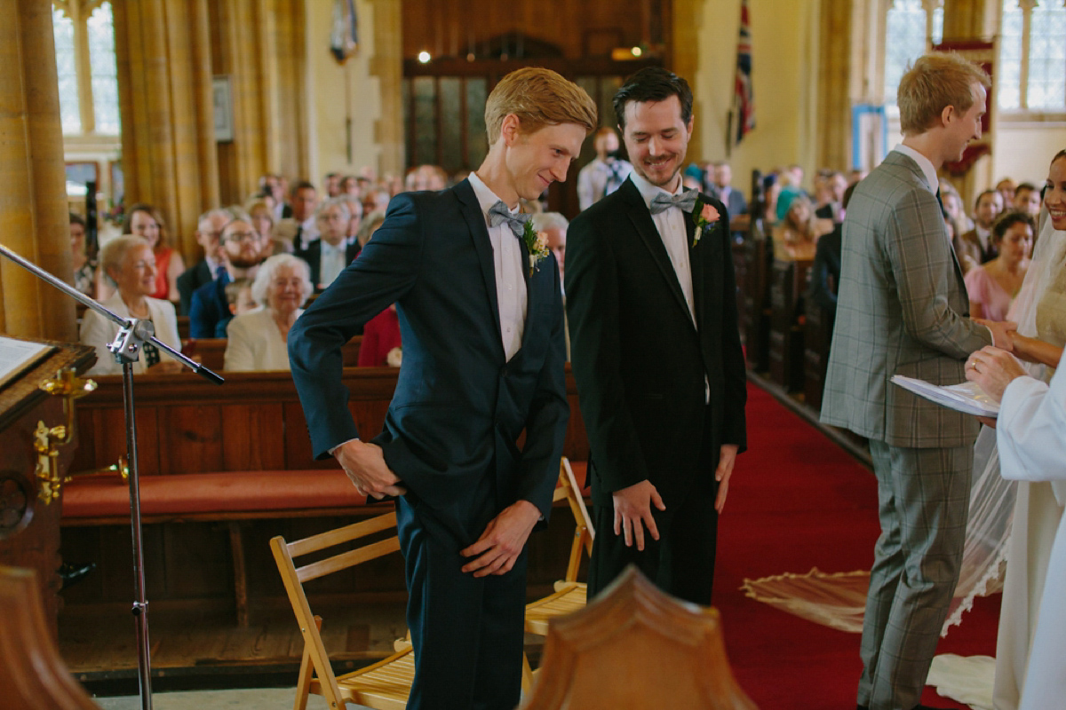 Elizabeth wore a Laure de Sagazan gown for her romantic, fun and colourful Somerset wedding. Photography by The Retreat.