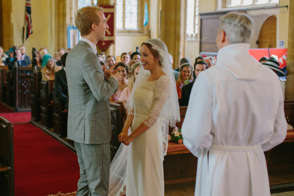 Elizabeth wore a Laure de Sagazan gown for her romantic, fun and colourful Somerset wedding. Photography by The Retreat.