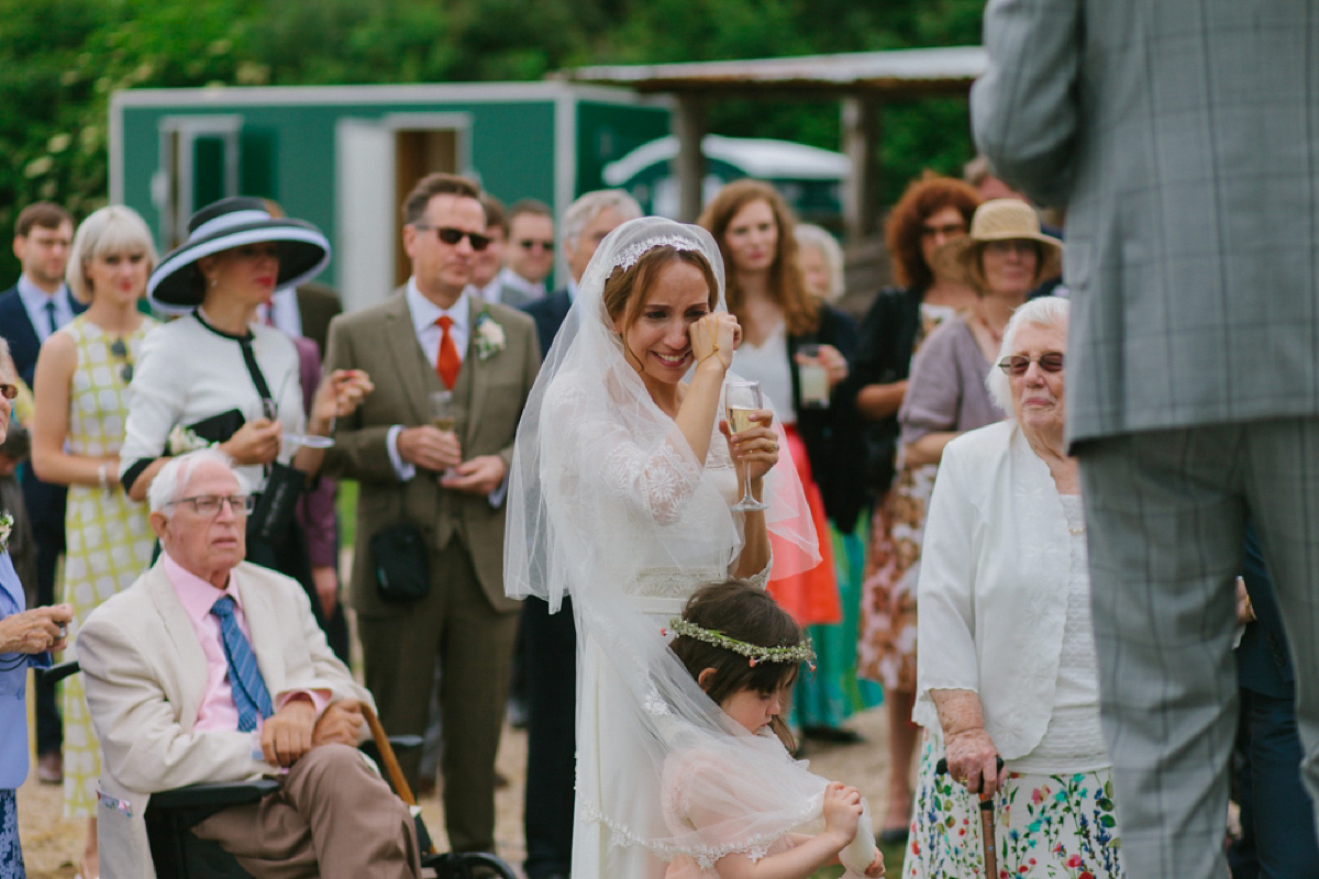 Elizabeth wore a Laure de Sagazan gown for her romantic, fun and colourful Somerset wedding. Photography by The Retreat.