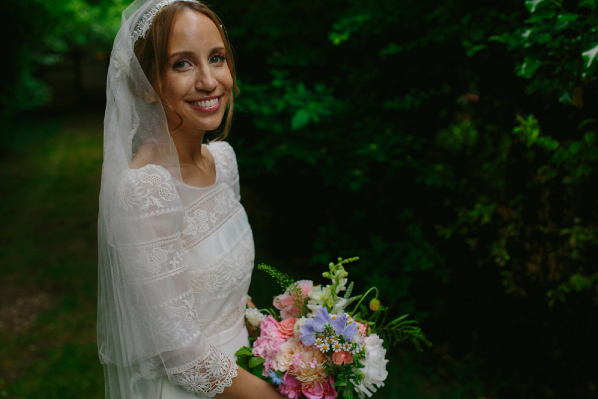 Elizabeth wore a Laure de Sagazan gown for her romantic, fun and colourful Somerset wedding. Photography by The Retreat.