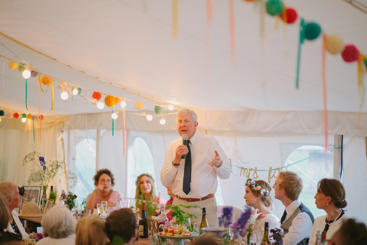 Elizabeth wore a Laure de Sagazan gown for her romantic, fun and colourful Somerset wedding. Photography by The Retreat.