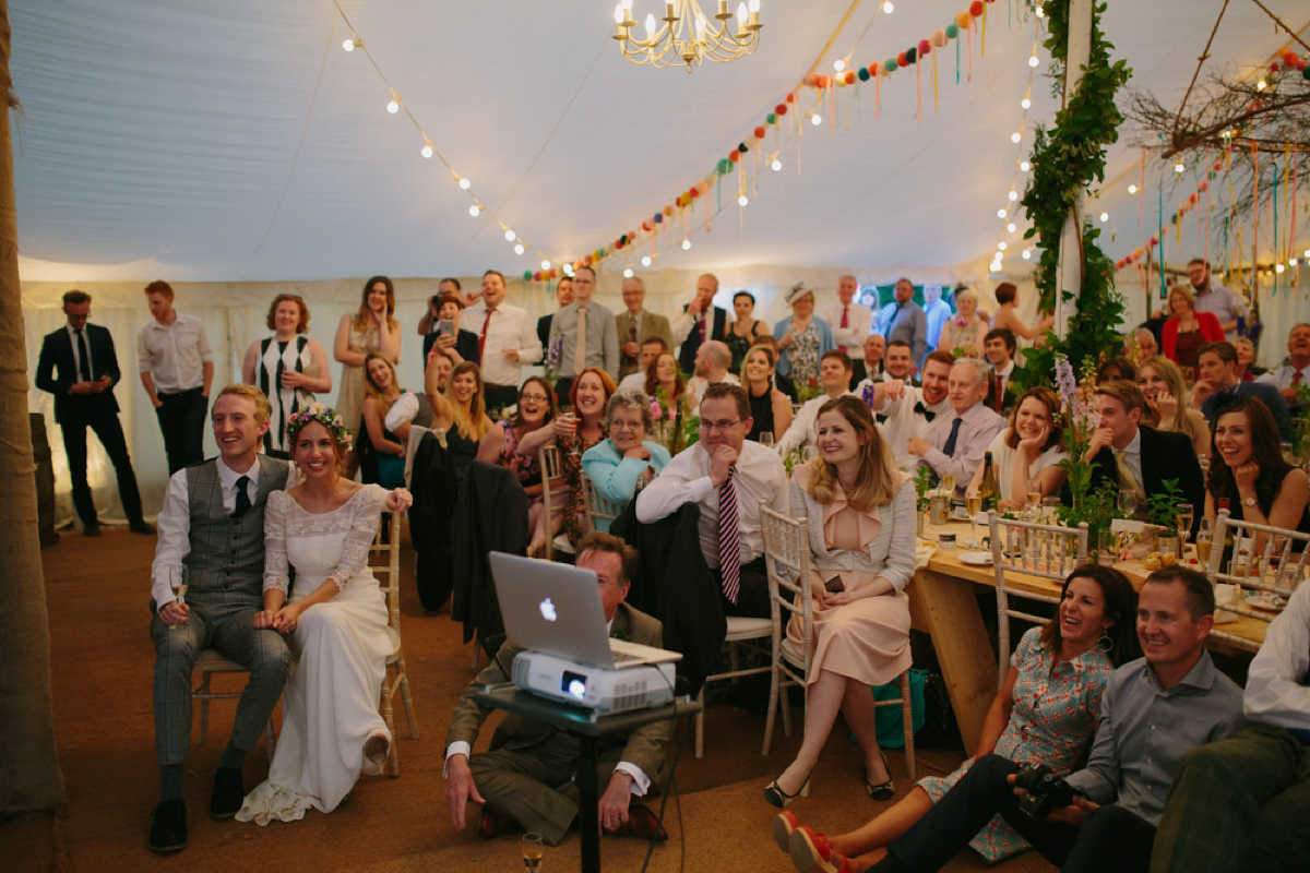 Elizabeth wore a Laure de Sagazan gown for her romantic, fun and colourful Somerset wedding. Photography by The Retreat.