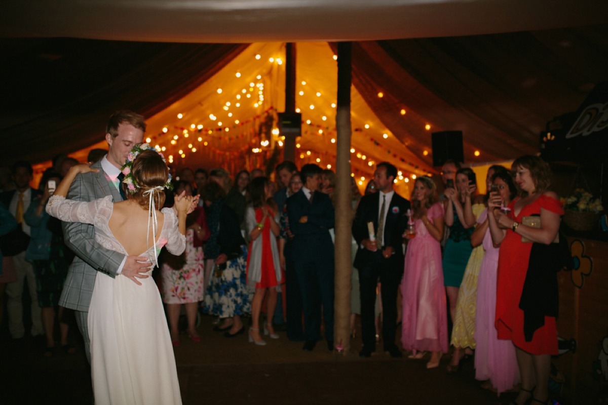 Elizabeth wore a Laure de Sagazan gown for her romantic, fun and colourful Somerset wedding. Photography by The Retreat.