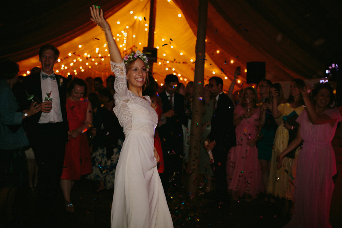 Elizabeth wore a Laure de Sagazan gown for her romantic, fun and colourful Somerset wedding. Photography by The Retreat.