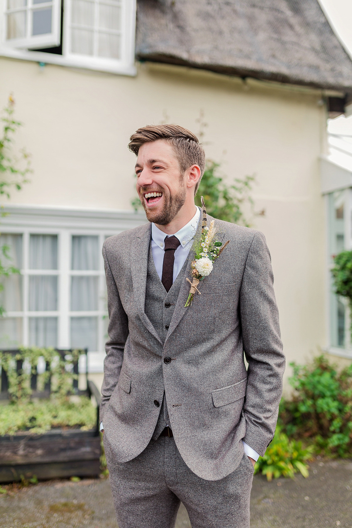 Lyndsey wore a Pronovias gown for her cycling inspired Suffolk Village wedding. Photography by Kerrie Mitchell.