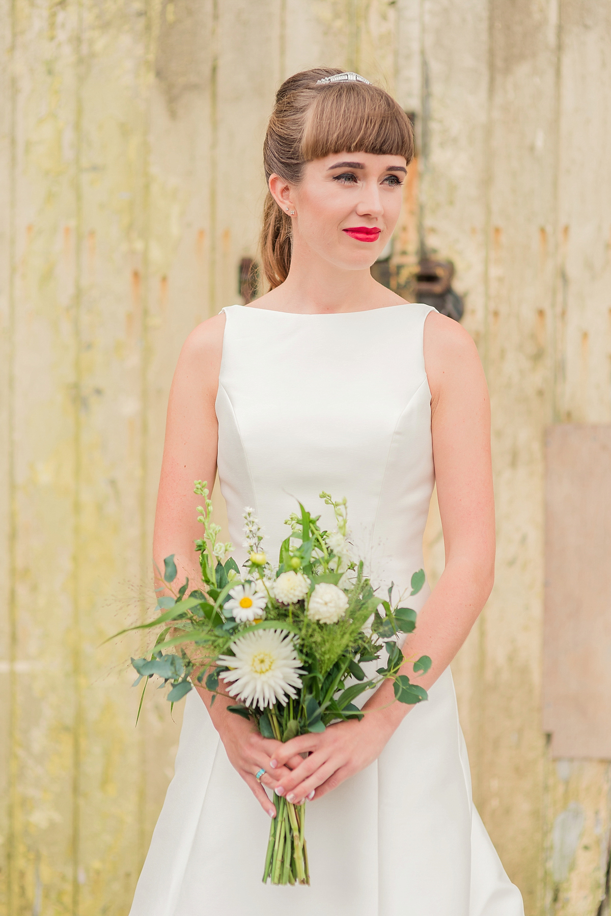 Lyndsey wore a Pronovias gown for her cycling inspired Suffolk Village wedding. Photography by Kerrie Mitchell.