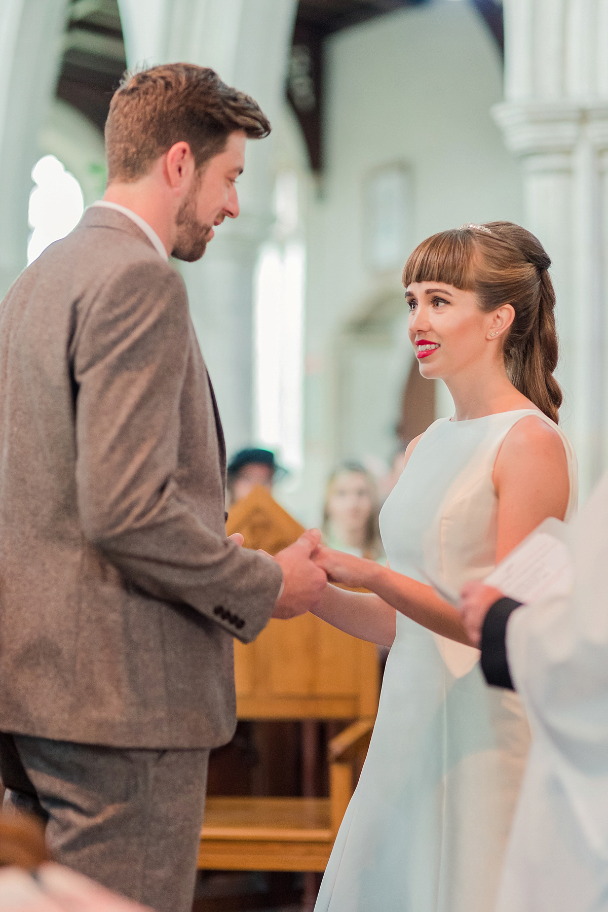 Lyndsey wore a Pronovias gown for her cycling inspired Suffolk Village wedding. Photography by Kerrie Mitchell.