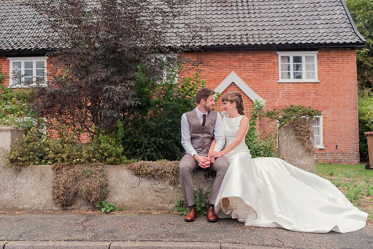 Lyndsey wore a Pronovias gown for her cycling inspired Suffolk Village wedding. Photography by Kerrie Mitchell.