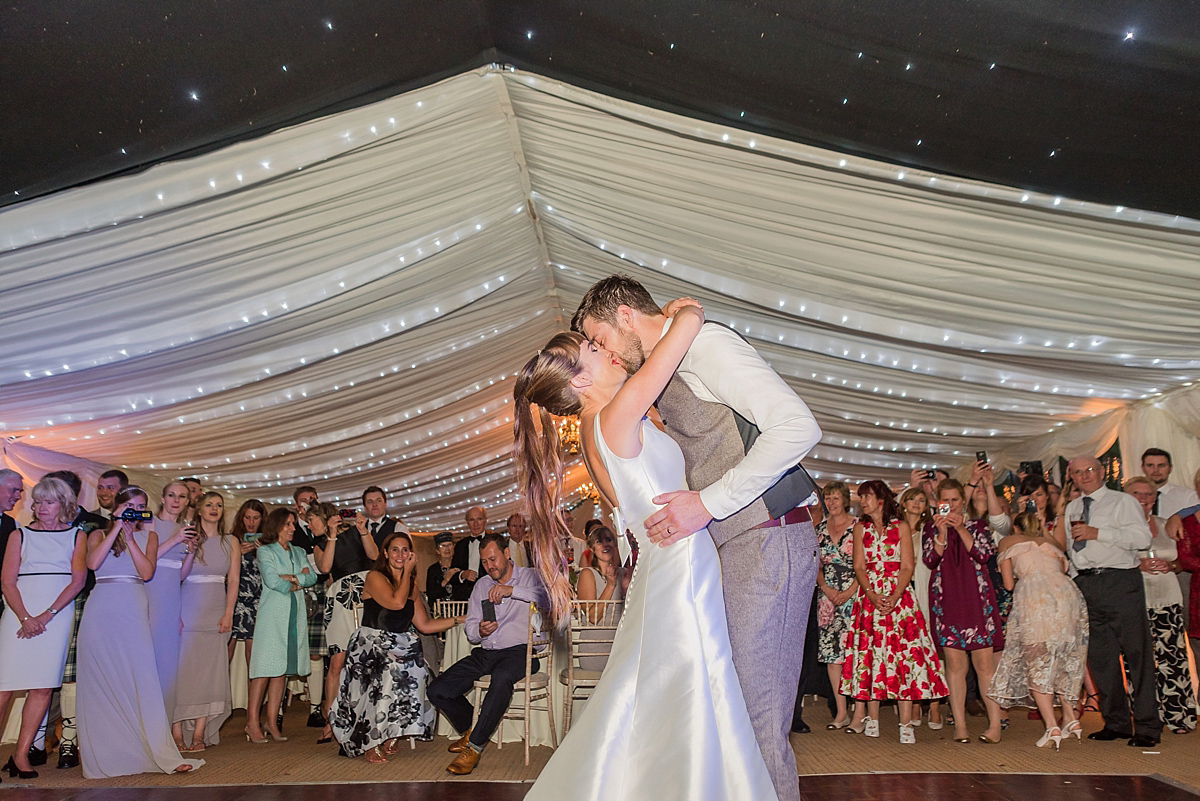 Lyndsey wore a Pronovias gown for her cycling inspired Suffolk Village wedding. Photography by Kerrie Mitchell.