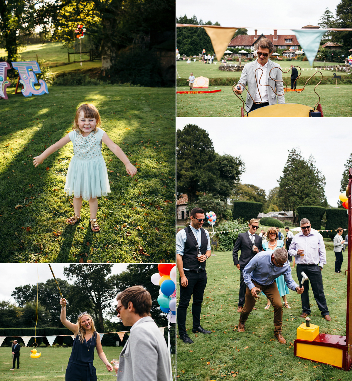 Emily wore a Needle & Thread dress for her colourful, balloon and glitter filled wedding at Coombe Trenchard. Images by Freckle Photography.