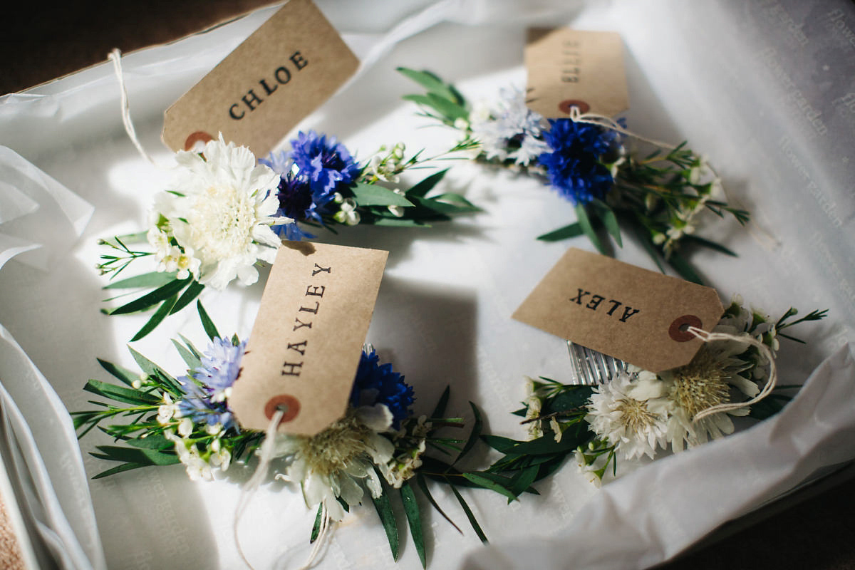 Sarah wore a Grace Loves Lace dress for her rustic Dorset barn wedding with paper cranes. Photography by Richard Skins.