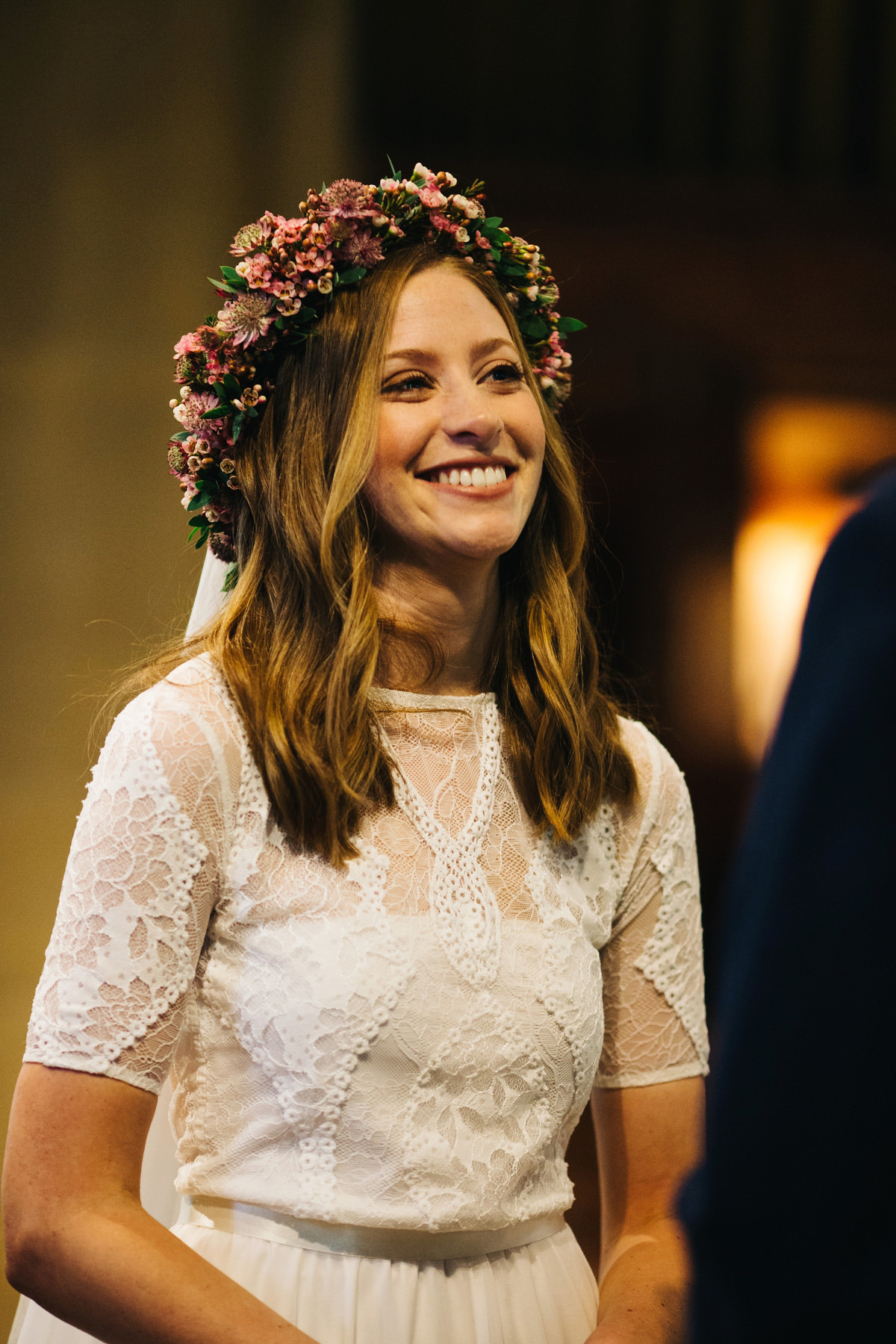 Sarah wore a Grace Loves Lace dress for her rustic Dorset barn wedding with paper cranes. Photography by Richard Skins.