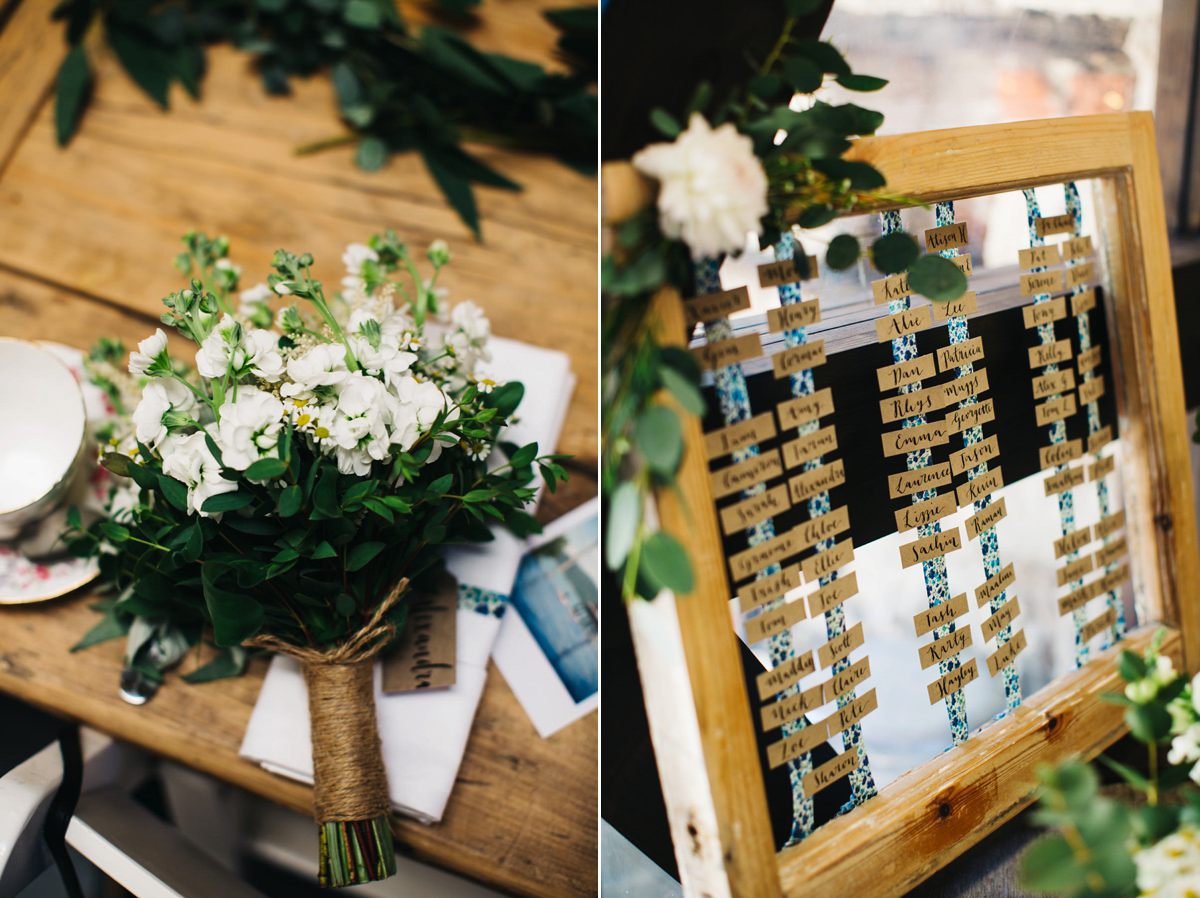 Sarah wore a Grace Loves Lace dress for her rustic Dorset barn wedding with paper cranes. Photography by Richard Skins.