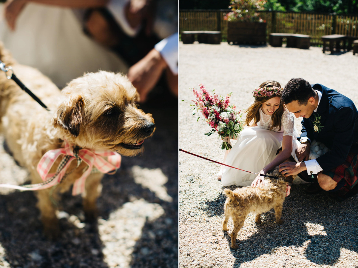 Sarah wore a Grace Loves Lace dress for her rustic Dorset barn wedding with paper cranes. Photography by Richard Skins.