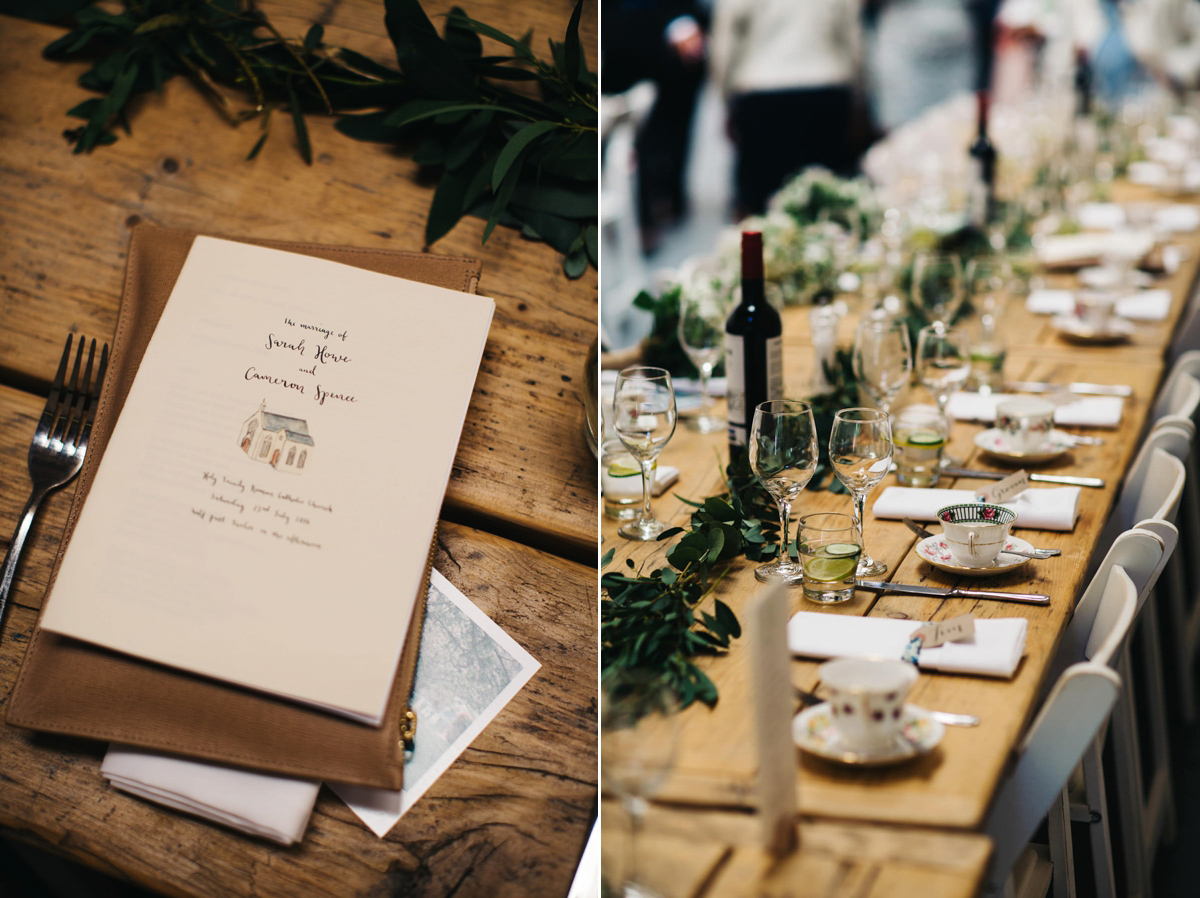 Sarah wore a Grace Loves Lace dress for her rustic Dorset barn wedding with paper cranes. Photography by Richard Skins.