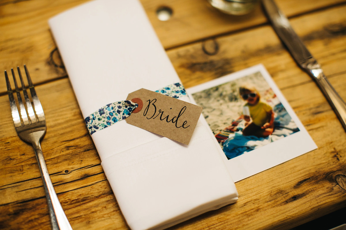 Sarah wore a Grace Loves Lace dress for her rustic Dorset barn wedding with paper cranes. Photography by Richard Skins.