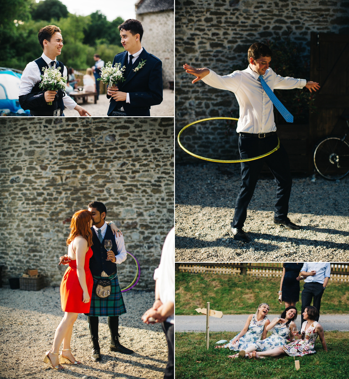 Sarah wore a Grace Loves Lace dress for her rustic Dorset barn wedding with paper cranes. Photography by Richard Skins.