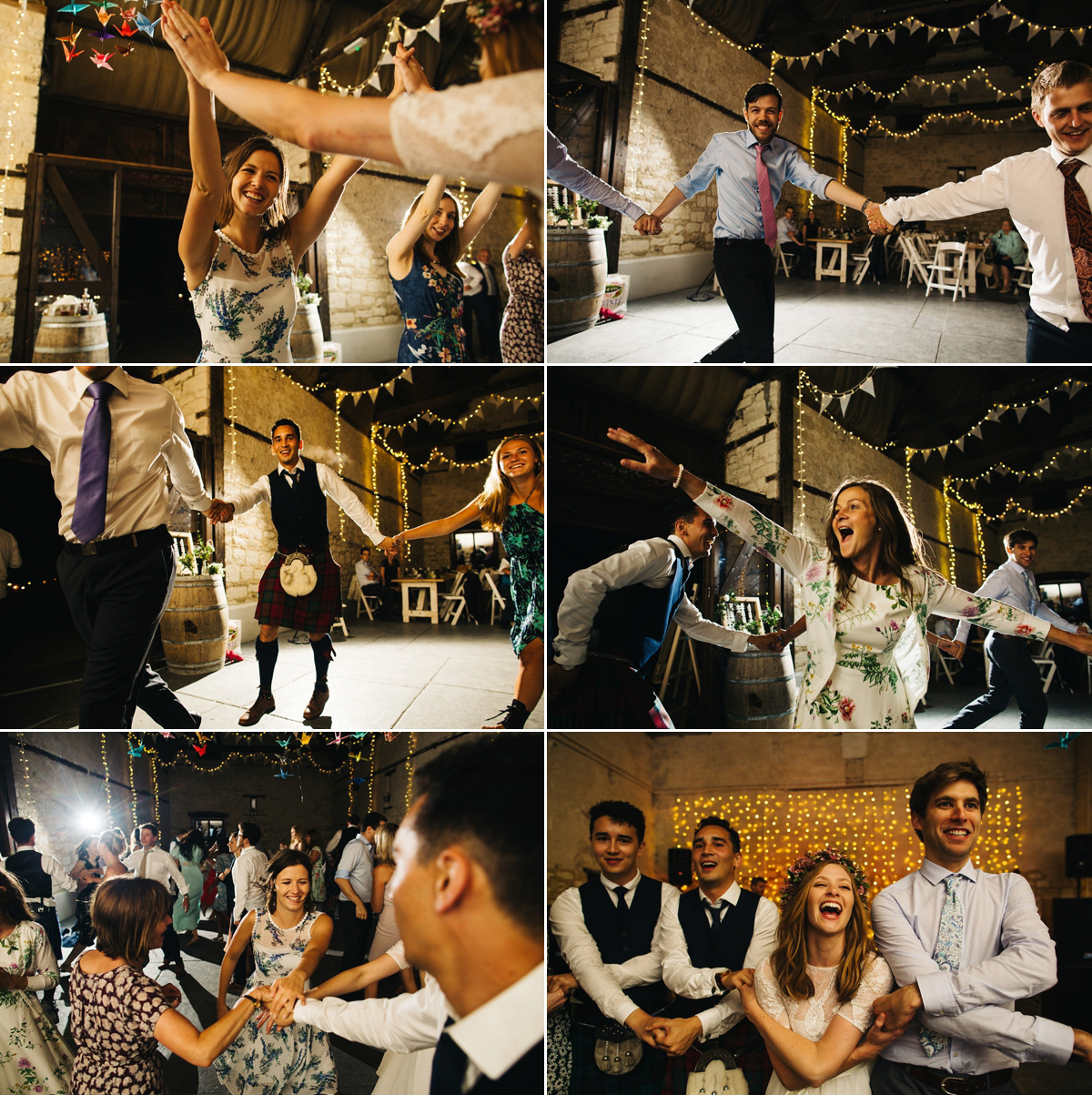 Sarah wore a Grace Loves Lace dress for her rustic Dorset barn wedding with paper cranes. Photography by Richard Skins.