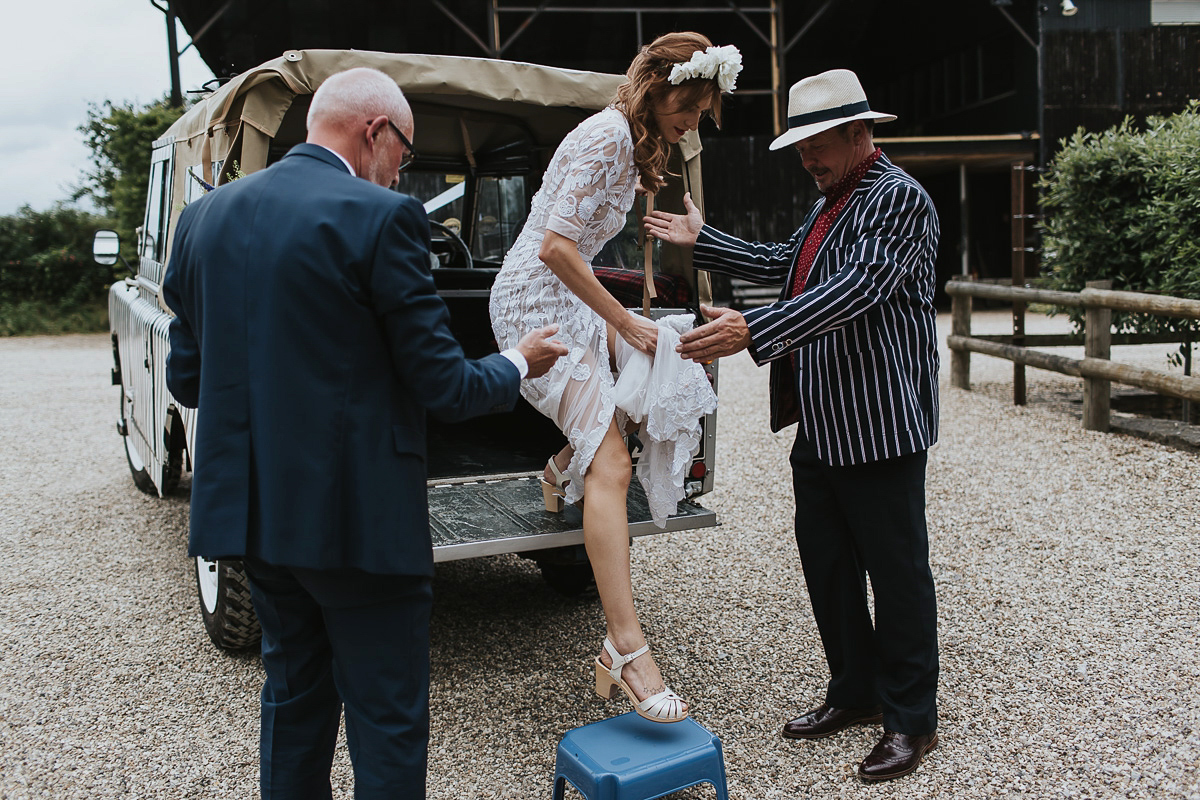 Kate were a personalised and embroidered Hermione de Paula gown for her Cripps Barn Wedding. Photography by Lee Garland.