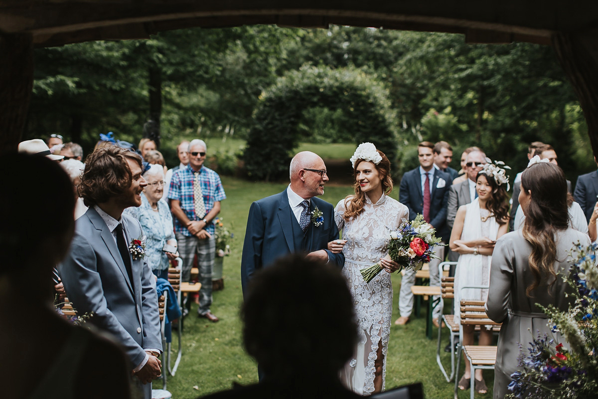 Kate were a personalised and embroidered Hermione de Paula gown for her Cripps Barn Wedding. Photography by Lee Garland.