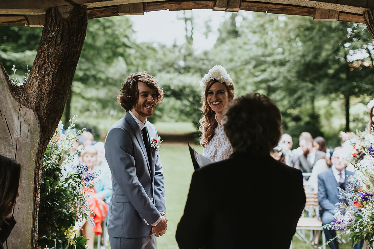 Kate were a personalised and embroidered Hermione de Paula gown for her Cripps Barn Wedding. Photography by Lee Garland.