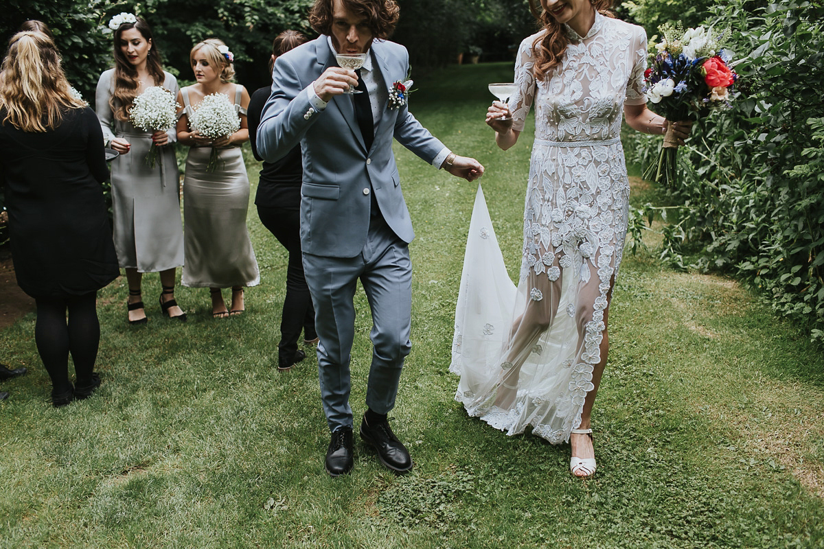 Kate were a personalised and embroidered Hermione de Paula gown for her Cripps Barn Wedding. Photography by Lee Garland.