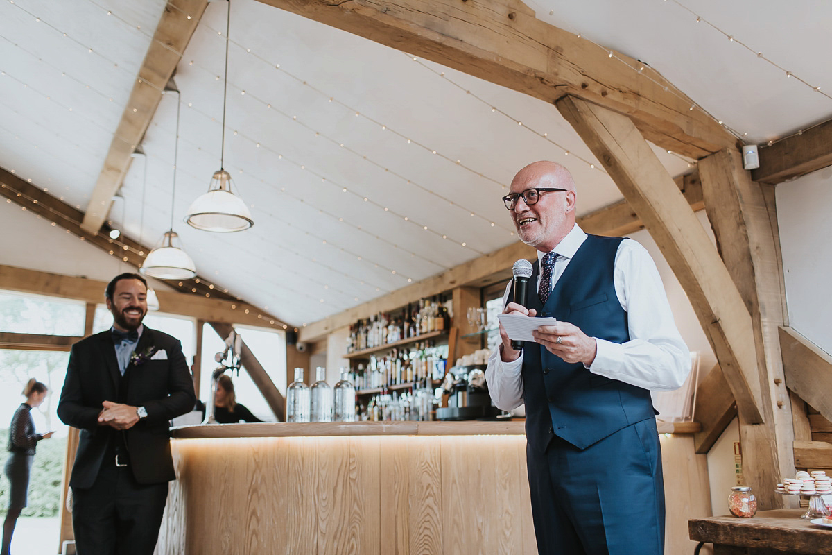 Kate were a personalised and embroidered Hermione de Paula gown for her Cripps Barn Wedding. Photography by Lee Garland.