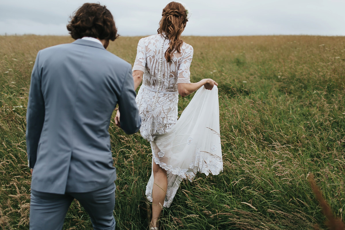 Kate were a personalised and embroidered Hermione de Paula gown for her Cripps Barn Wedding. Photography by Lee Garland.